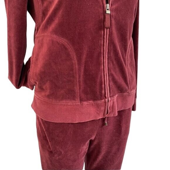Vintage Charter Club Velour Jogger Set Maroon Track Suit Size S - Picture 6 of 16